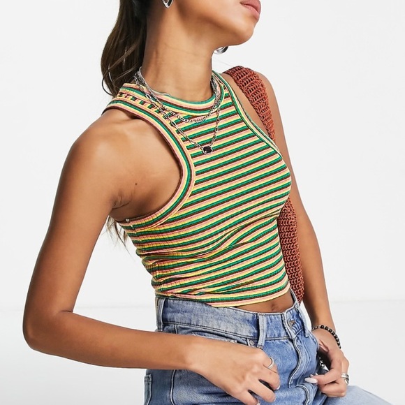 Only Ribbed Racer Neck Striped Tank Top - Picture 2 of 12